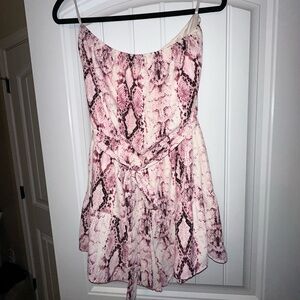 She + Sky Pink Snakeskin Romper